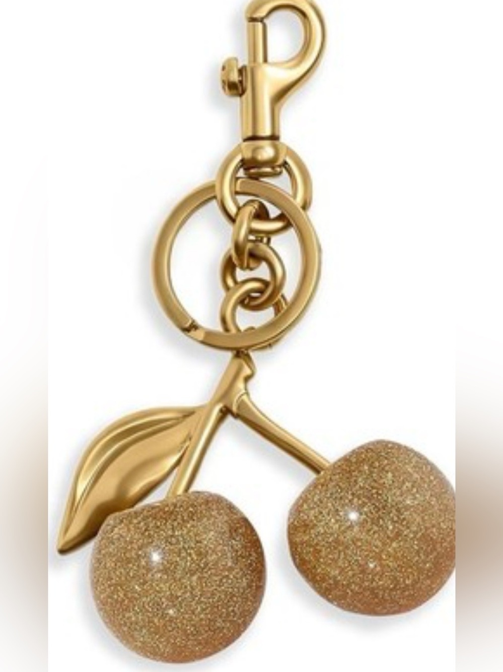 Gold Cherry Charm Keychain